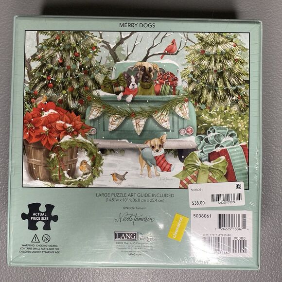 LANG Merry Dogs Christmas Jigsaw Puzzle 1000 Pieces 29"x20" NEW SEALED - Picture 2 of 2